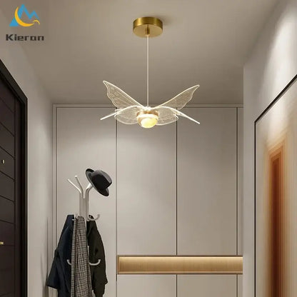 Modern gold butterfly led chandelier dining room glass pendant light