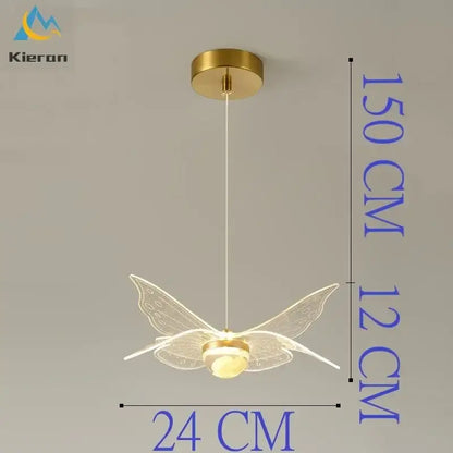 Modern gold butterfly led chandelier dining room glass pendant light
