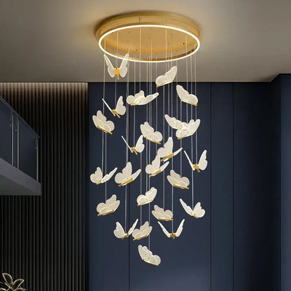 Modern gold butterfly led chandelier living room pendant light