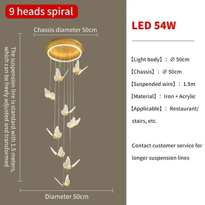 Modern gold butterfly led chandelier living room pendant light