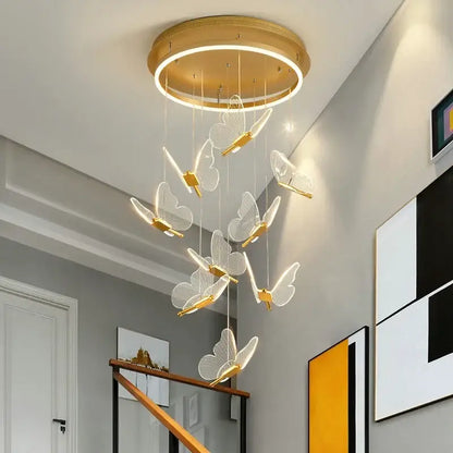 Modern gold butterfly led chandelier living room pendant light