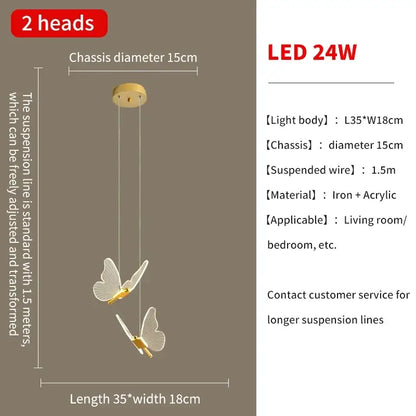 Modern gold butterfly led chandelier living room pendant light