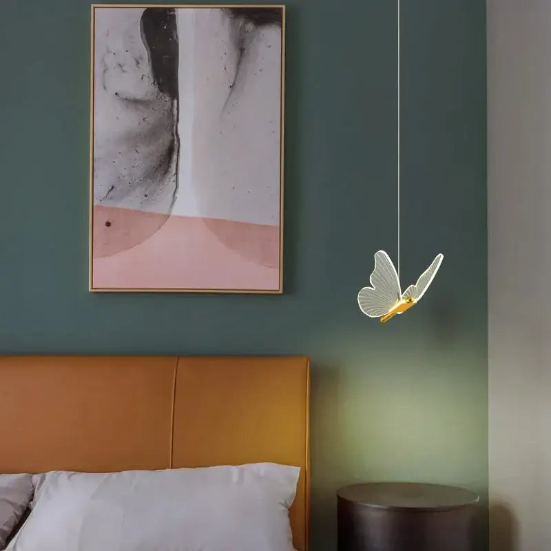 Modern gold butterfly led hanging lamp for bedroom