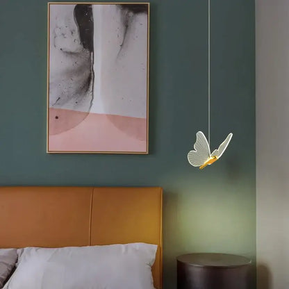 Modern gold butterfly led hanging lamp for bedroom