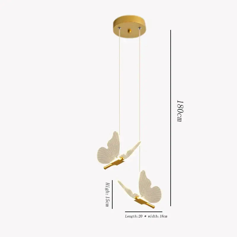 Modern gold butterfly led hanging lamp for bedroom