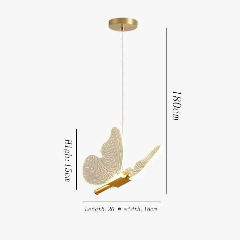 Modern gold butterfly led hanging lamp for bedroom
