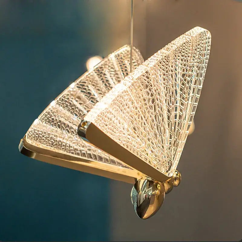 Modern gold butterfly led pendant lamp bedroom chandelier lighting