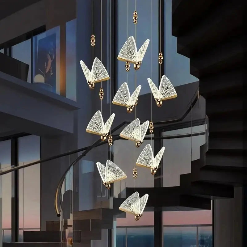 Modern gold butterfly led pendant lamp bedroom chandelier lighting