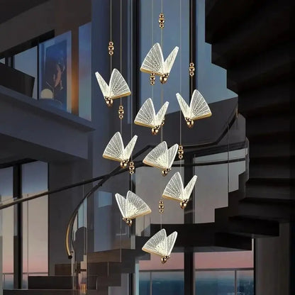 Modern gold butterfly led pendant lamp bedroom chandelier lighting