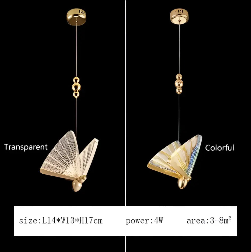 Modern gold butterfly led pendant lamp bedroom chandelier lighting