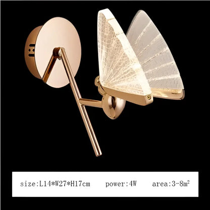 Modern gold butterfly pendant lamps bedroom led lighting fixtures