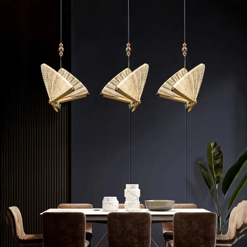 Modern gold butterfly pendant lamps bedroom led lighting fixtures
