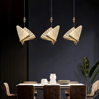 Modern gold butterfly pendant lamps bedroom led lighting fixtures