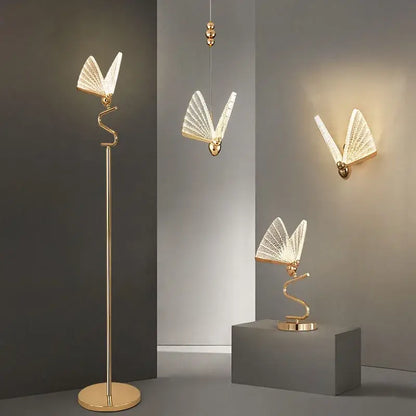 Modern gold butterfly pendant lamps bedroom led lighting fixtures