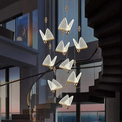 Modern gold butterfly pendant lamps bedroom led lighting fixtures