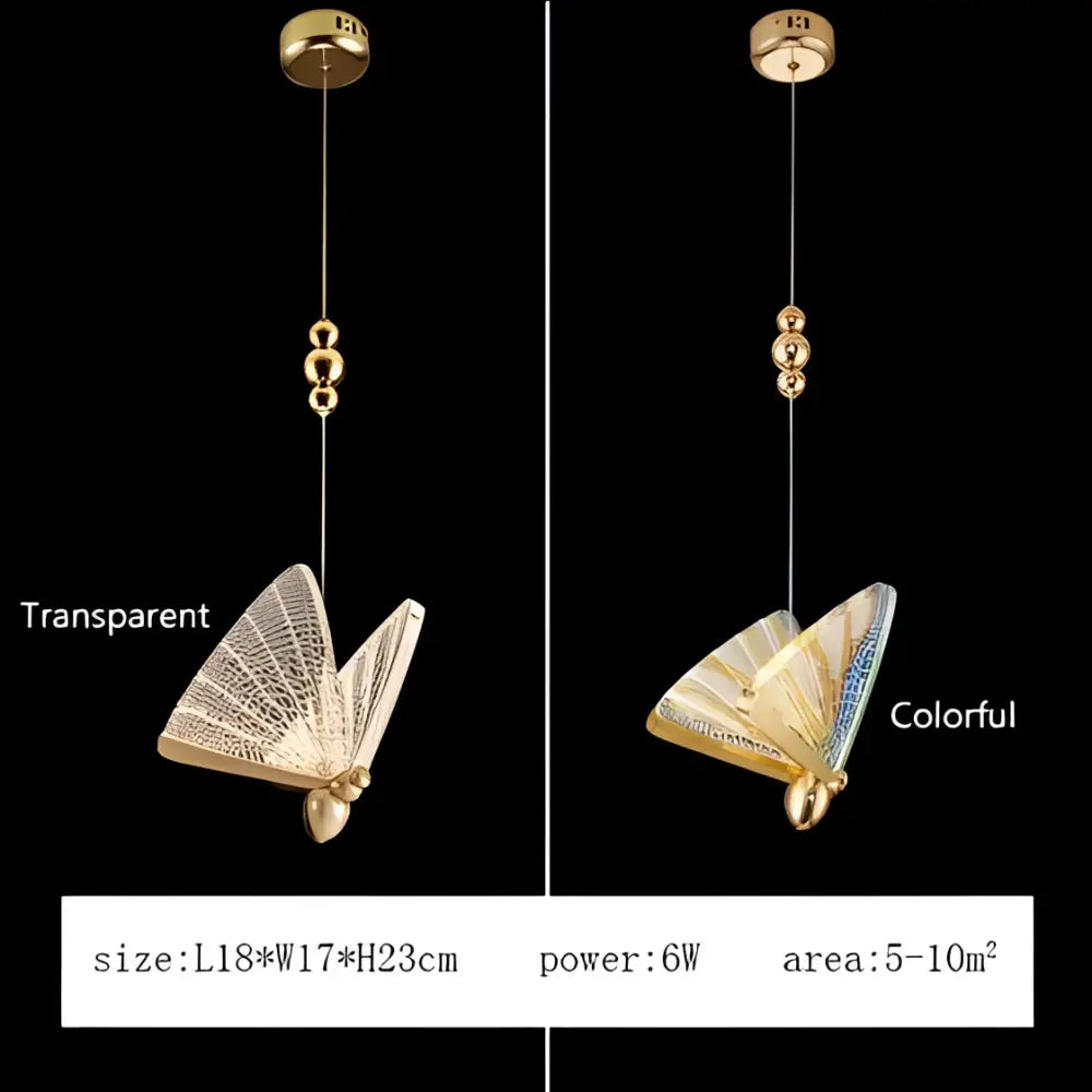 Modern gold butterfly pendant lamps bedroom led lighting fixtures