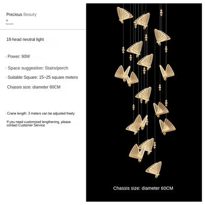 Modern gold butterfly pendant lamps bedroom led lighting fixtures