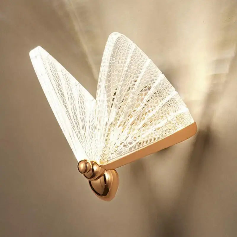 Modern gold butterfly wall lamp bedroom lace decor