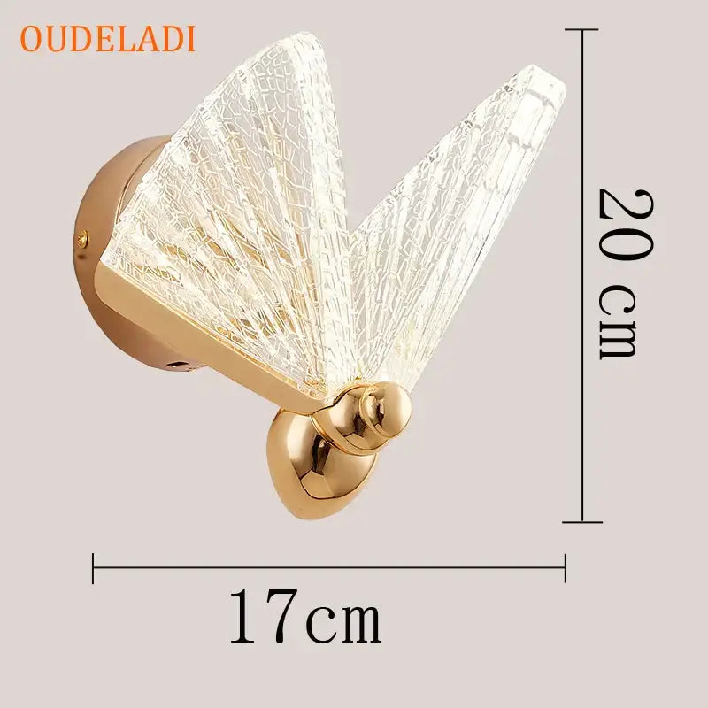 Modern gold butterfly wall lamp bedroom lace decor