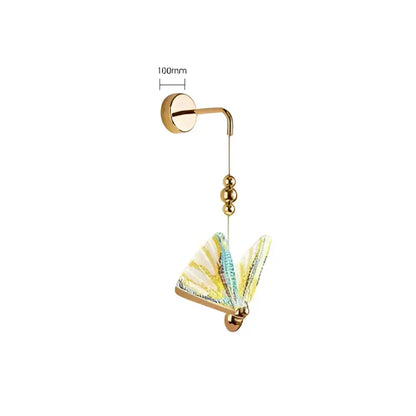 Modern gold butterfly wall lamp bedroom lace decor