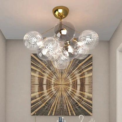 Modern gold cartoon bubble ball chandelier for kids room