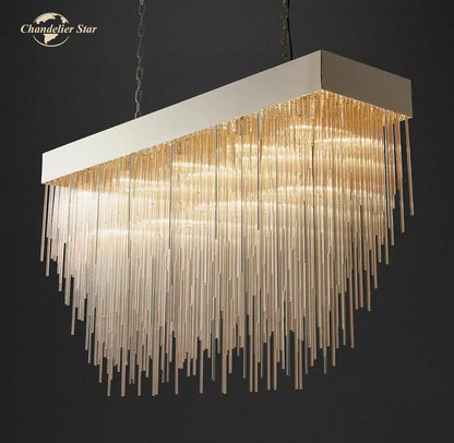 Modern gold cascada rectangular led chandelier dining room light