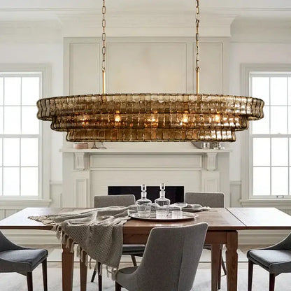 Modern gold cascading crystal pendant lights dining room chandelier