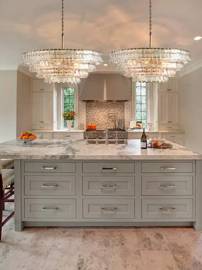 Modern gold cascading crystal pendant lights dining room chandelier