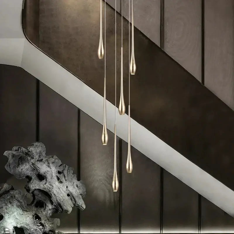Modern gold cascading led ceiling chandelier for living room