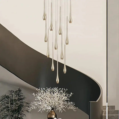 Modern gold cascading led ceiling chandelier for living room