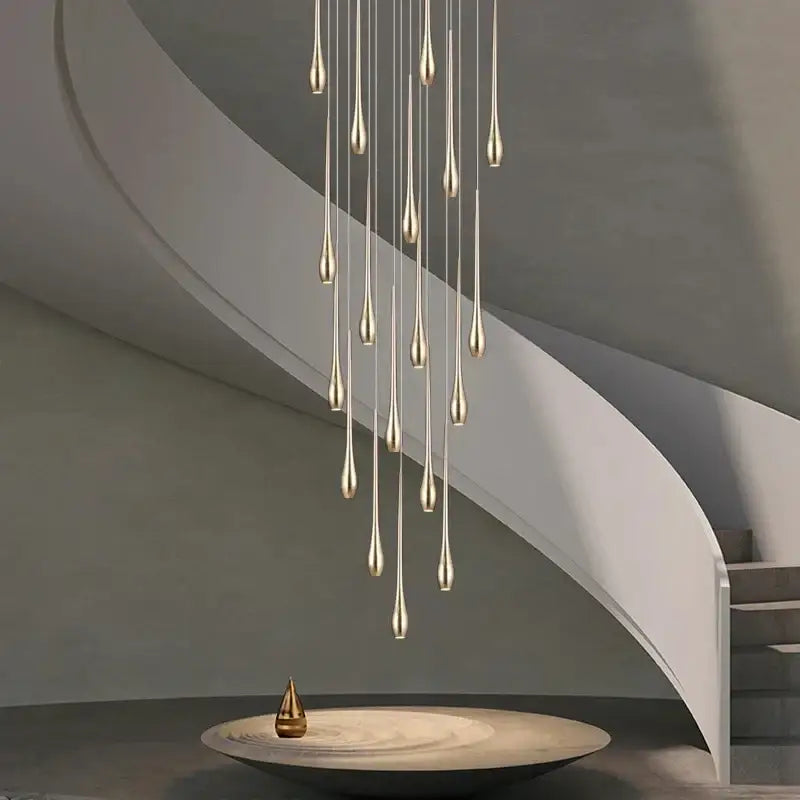 Modern gold cascading led ceiling chandelier for living room