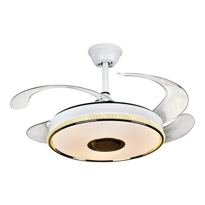 Modern gold ceiling fan with bluetooth speaker – living room remote control