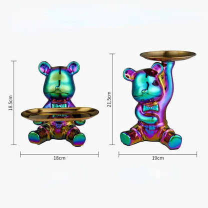Modern gold ceramic electroplating bear tray living room decoration