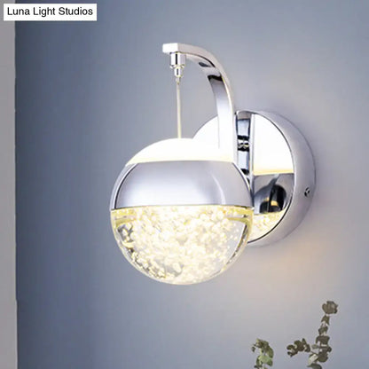 Modern gold & chrome crystal ball wall light for bedroom lighting