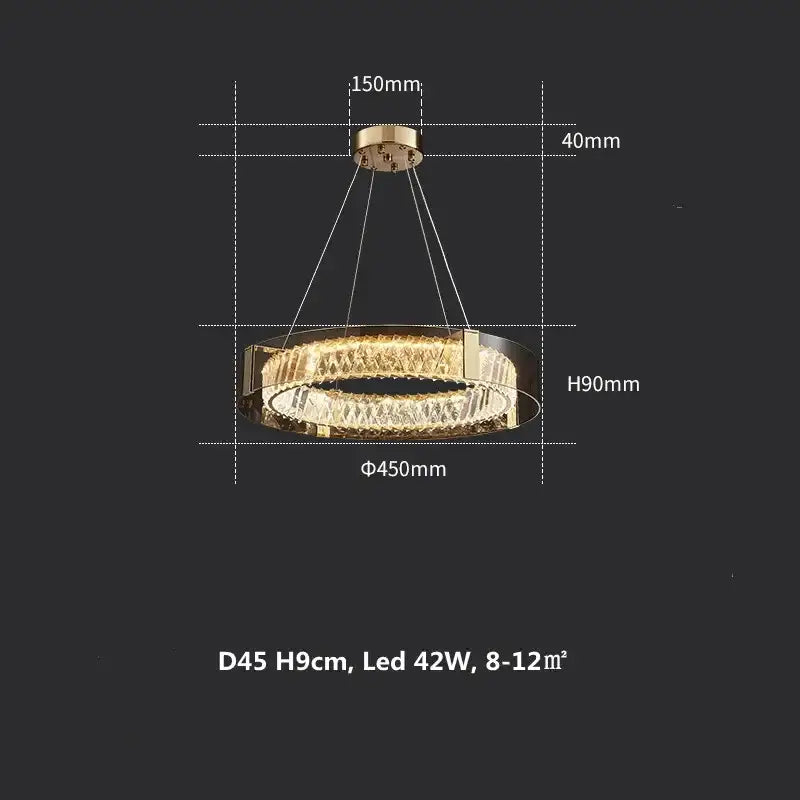 Modern gold & chrome crystal led ceiling lamp living room luxury light