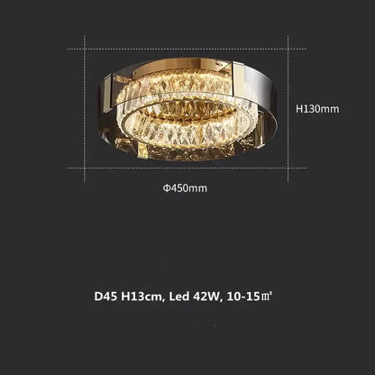 Modern gold & chrome crystal led ceiling lamp living room luxury light