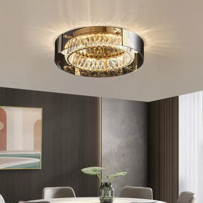 Modern gold & chrome crystal led ceiling lamp living room luxury light