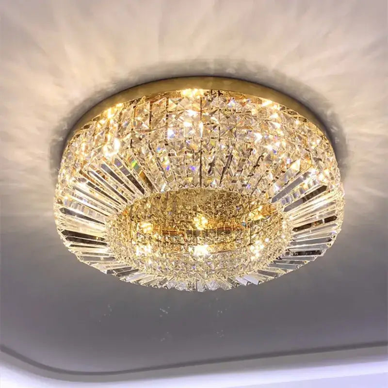 Modern gold & chrome crystal led ceiling lights living room chandelier