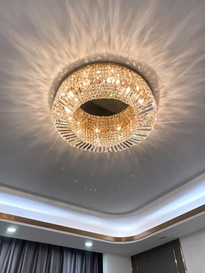 Modern gold & chrome crystal led ceiling lights living room chandelier