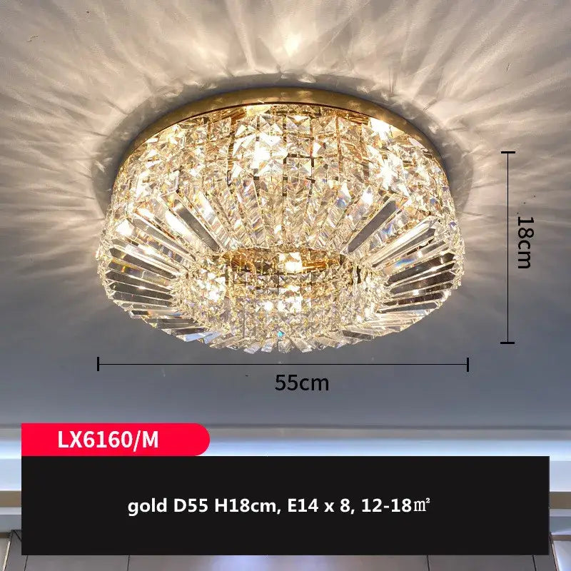 Modern gold & chrome crystal led ceiling lights living room chandelier