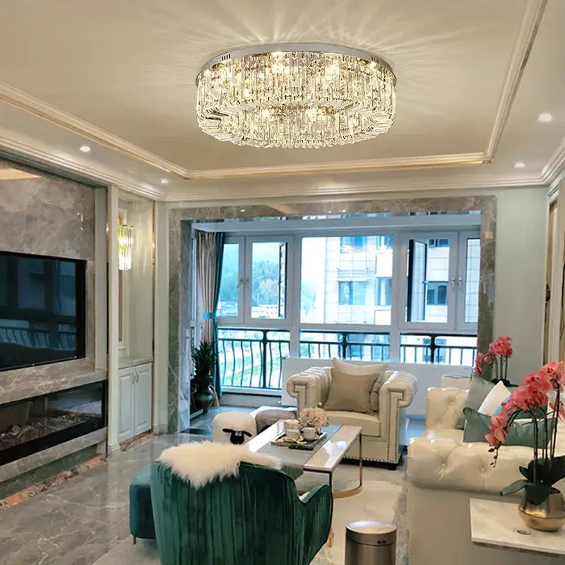 Modern gold & chrome crystal led ceiling lights living room chandelier