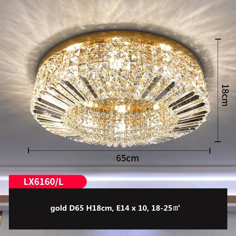Modern gold & chrome crystal led ceiling lights living room chandelier