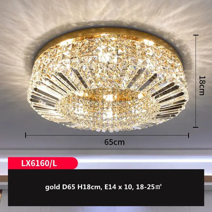 Modern gold & chrome crystal led ceiling lights living room chandelier