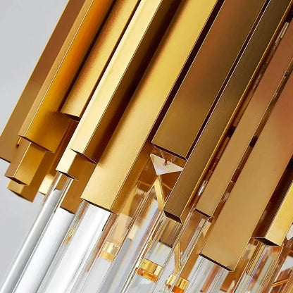 Modern gold & chrome crystal pendant chandelier for dining room