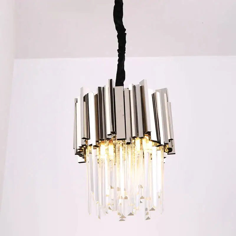 Modern gold & chrome crystal pendant chandelier for dining room