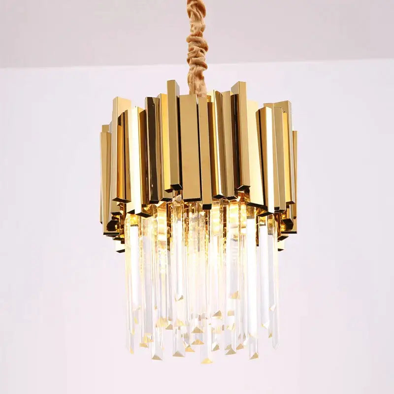 Modern gold & chrome crystal pendant chandelier for dining room