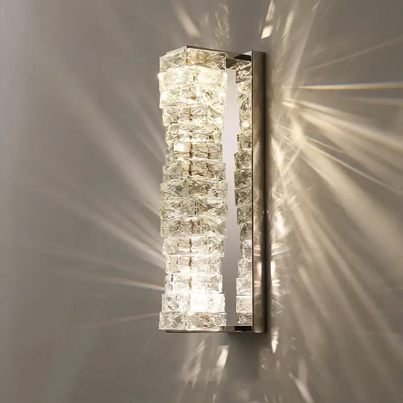 Modern gold & chrome crystal wall lamp bedroom geometric sconce