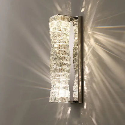 Modern gold & chrome crystal wall lamp bedroom geometric sconce