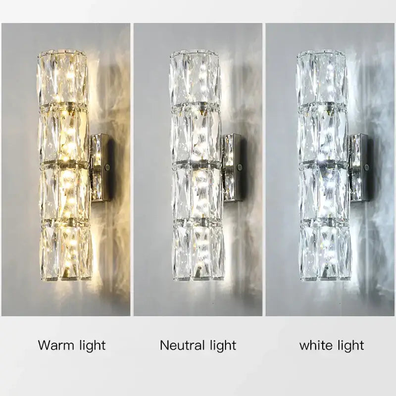 Modern gold & chrome crystal wall lamp bedroom geometric sconce