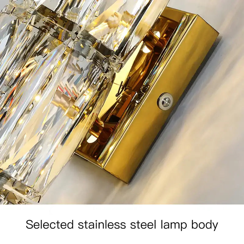 Modern gold & chrome crystal wall lamp bedroom geometric sconce